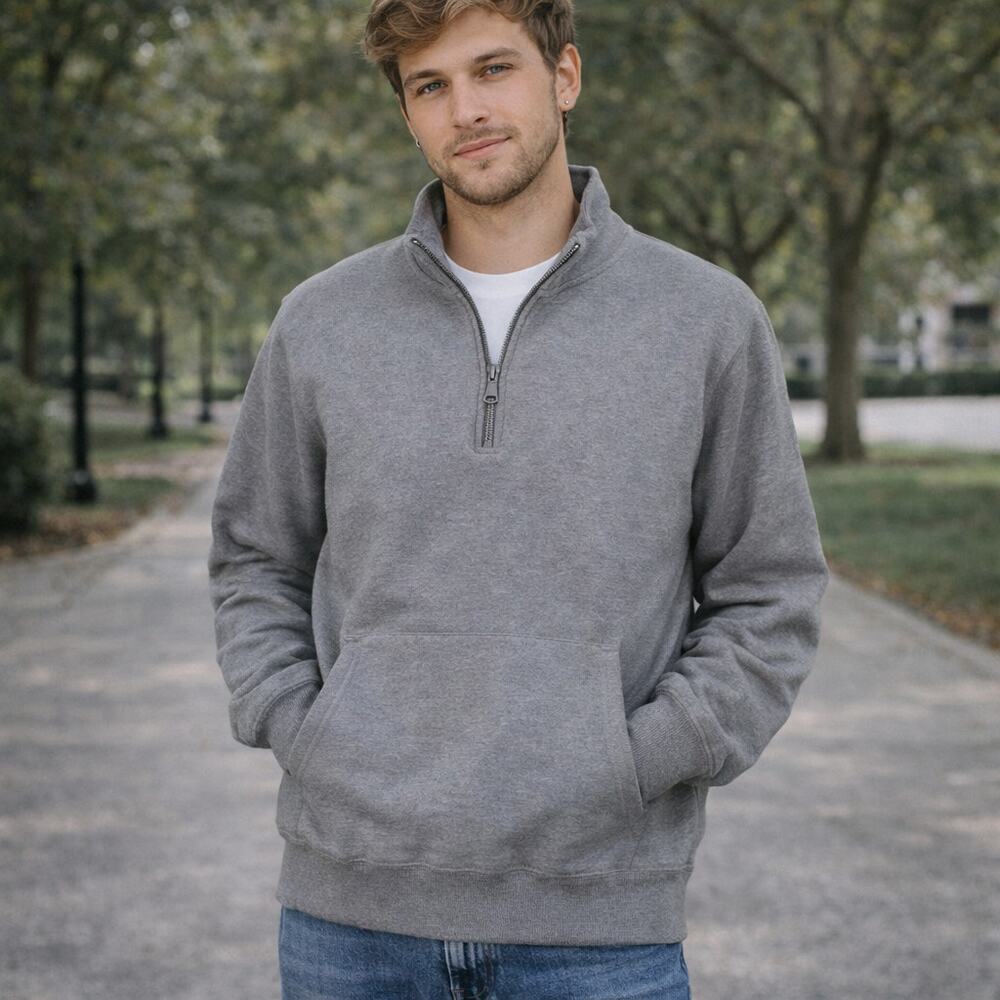 Urban Outfitters SZ S Men's Publish Cotton/Spandex 1/4 Zip Gray Sweatshirt NWT
